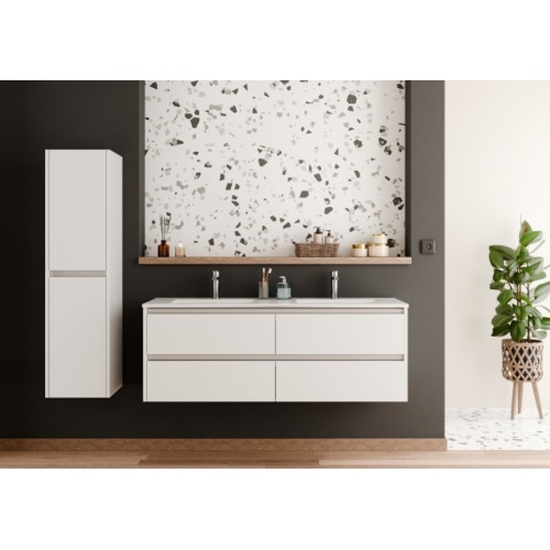 Meuble double vasque JUPITER 3.0 Blanc Brillant 140cm - Sans miroir Meuble double vasque JUPITER 3.0 Blanc Brillant 140cm - Sans miroir