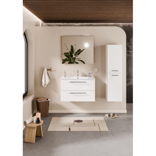 Meuble NEPTUNE Blanc Brillant 80 cm - Miroir Elégance Meuble NEPTUNE Blanc Brillant 80 cm - Miroir Elégance