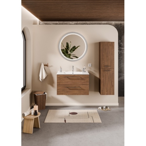 Meuble NEPTUNE Héritage Chêne 80 cm - Miroir Perle Meuble NEPTUNE Héritage Chêne 80 cm - Miroir Perle