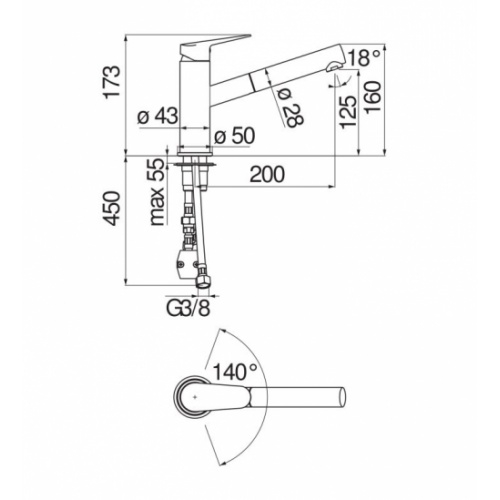 Mitigeur de cuisine avec douchette BLUES Chromé BS101117CR_Schéma