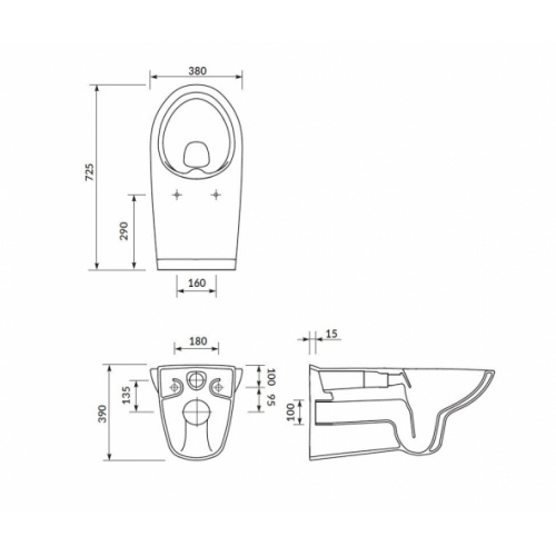 Cuvette suspendue rallongée PMR sans bride K670-002 PMR Schéma Cuvette suspendue rallongée PMR sans bride K670-002 PMR Schéma