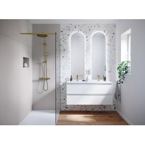 Meuble double vasque 2T RIVAGE Blanc Coton Meuble double vasque 2T RIVAGE Blanc Coton