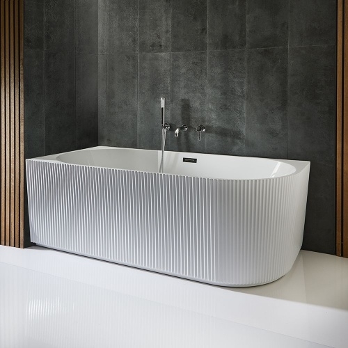 Baignoire d'angle NONNA cannelée 80x170cm Blanc - Angle à gauche