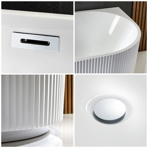 Baignoire d'angle NONNA cannelée 80x170cm Blanc - Angle à gauche C-4239-1Gauche Baignoire d'angle NONNA cannelée 80x170cm Blanc - Angle à gauche C-4239-1Gauche