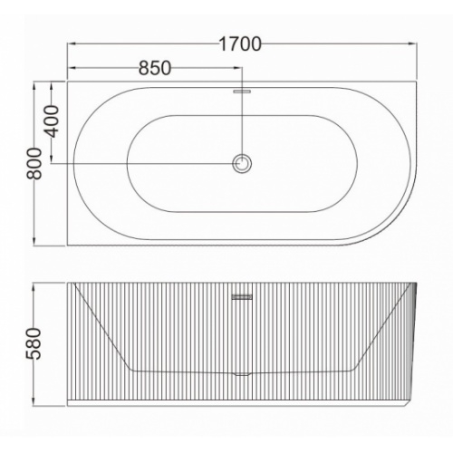 Baignoire d'angle NONNA cannelée 80x170cm Blanc - Angle à gauche C-4239-17 -Schéma - Gauche Baignoire d'angle NONNA cannelée 80x170cm Blanc - Angle à gauche C-4239-17 -Schéma - Gauche