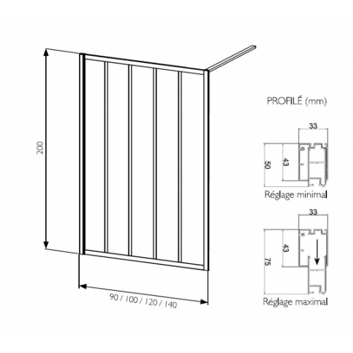 Paroi de douche LOFT Classic 100 cm - Verre Clair traité LOFT Classic Réglage profilé Paroi de douche LOFT Classic 100 cm - Verre Clair traité LOFT Classic Réglage profilé