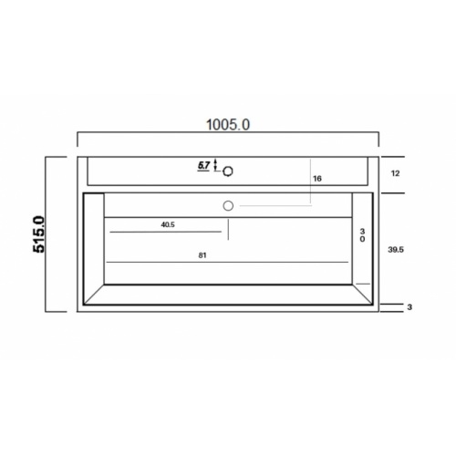 Vasque en pierre Sablé rectangulaire à poser - 1 Trou de robinetterie UMT5 Schéma Vasque en pierre Sablé rectangulaire à poser - 1 Trou de robinetterie UMT5 Schéma