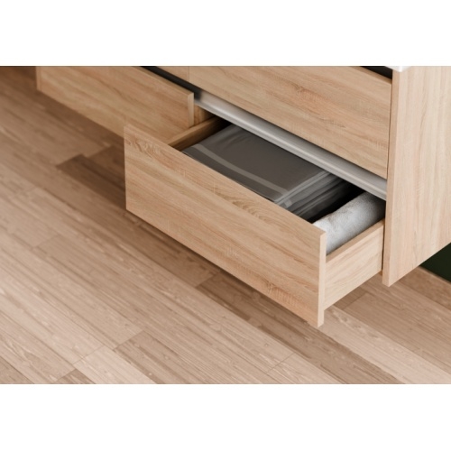 Meuble double vasque JUPITER 3.0 Bois Clair 120cm avec Miroir REFLET Jupiter 120 - Tiroir - Bois clair