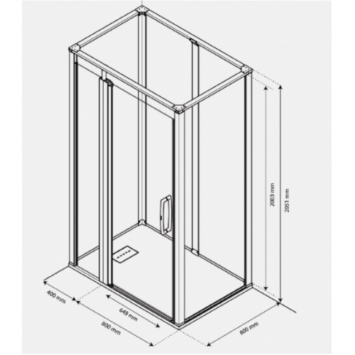 Cabine de douche ONYX en angle 1200x800cm - Version Gauche 1280CDLCWH Cabine de douche ONYX en angle 1200x800cm - Version Gauche 1280CDLCWH