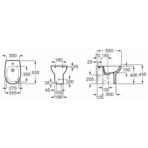Bidet posé au sol VICTORIA VICTORIA_A355V04000 Schéma