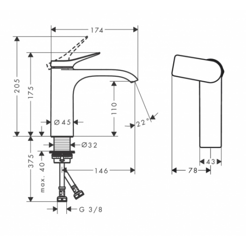 Mitigeur de lavabo VIVENIS 110 CoolStart sans tirette ni vidage Blanc Mat 75024700 VIVENIS Schéma Mitigeur de lavabo VIVENIS 110 CoolStart sans tirette ni vidage Blanc Mat 75024700 VIVENIS Schéma
