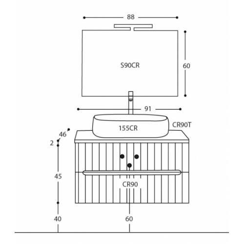 Meuble de salle de bains CIRCE Bois 90 cm - Comp. 10 CIRCE Compo 10 Meuble de salle de bains CIRCE Bois 90 cm - Comp. 10 CIRCE Compo 10
