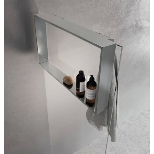 Étagère et crochet FRAME pour paroi de douche - Silver Étagère et crochet FRAME pour paroi de douche - Silver