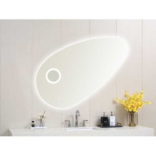 Meuble NEPTUNE Blanc 100cm -Vasque Centrée - Miroir Galet GS140A