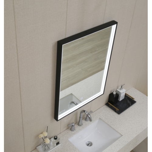 Miroir avec cadre Noir Mat QUADRO rétroéclairé LED - 80cm QUADRO Miroir avec cadre Noir Mat QUADRO rétroéclairé LED - 80cm QUADRO