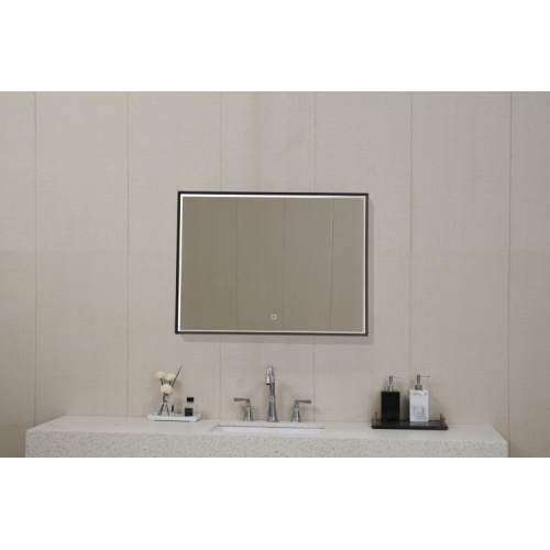 Miroir avec cadre Noir Mat QUADRO rétroéclairé LED - 80cm Miroir avec cadre Noir Mat QUADRO rétroéclairé LED - 80cm
