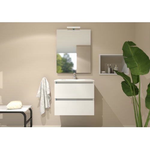 Meuble simple vasque HALO 2T 60cm Blanc brillant H-60-2T-blanc brillant_Caméra_2
