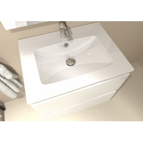 Meuble simple vasque HALO 2T 60cm Blanc brillant H-60-2T-blanc brillant_Caméra_3