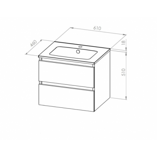 Meuble simple vasque HALO 2T 60cm Bois Clair Meuble H 60cm Schéma
