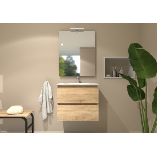 Meuble simple vasque HALO 2T 60cm Bois Clair H-60-2T-bois clair_Camera_2