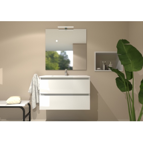 Meuble simple vasque HALO 2T 80cm Blanc Brillant H-80-2T-blanc brillant_Camera_2