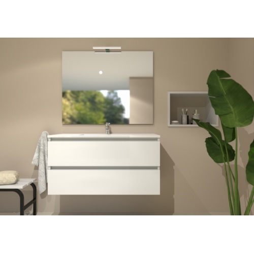 Meuble simple vasque HALO 2T 100cm Blanc Brillant H-100-2T-blanc brillant_Camera_2