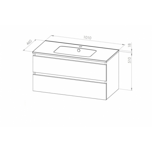 Meuble simple vasque HALO 2T 100cm Blanc Brillant Meuble H 100cm Schéma