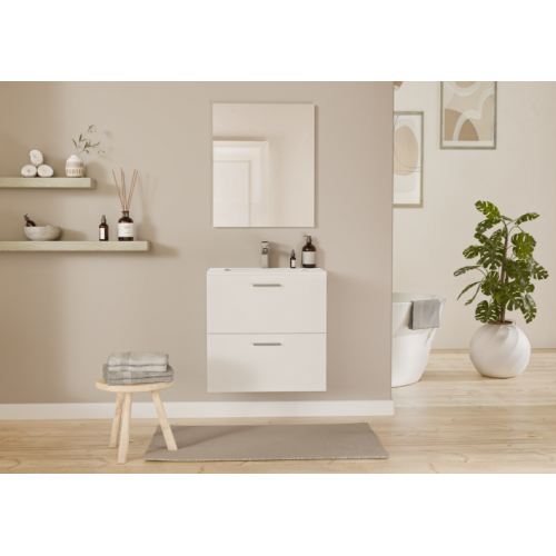 Meuble de salle de bain TIXIKIT 60 en kit - 2 tiroirs - Blanc Brillant Meuble de salle de bain TIXIKIT 60 en kit - 2 tiroirs - Blanc Brillant