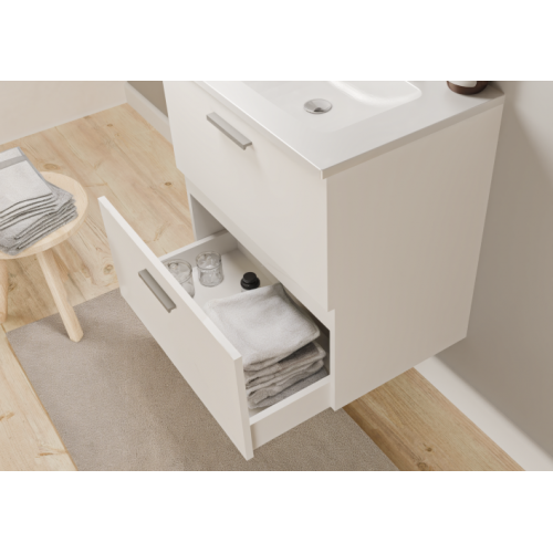 Meuble de salle de bain MINAO 60 en kit - 2 tiroirs - Blanc Brillant TIXIT_60_TIROIRS_BLANC_OUVERTES Meuble de salle de bain MINAO 60 en kit - 2 tiroirs - Blanc Brillant TIXIT_60_TIROIRS_BLANC_OUVERTES