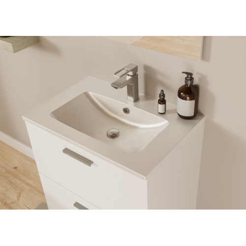 Meuble de salle de bain MINAO 60 en kit - 2 tiroirs - Blanc Brillant TIXIT_60_TIROIRS_BLANC_VASQUE Meuble de salle de bain MINAO 60 en kit - 2 tiroirs - Blanc Brillant TIXIT_60_TIROIRS_BLANC_VASQUE