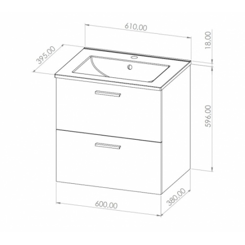 Meuble de salle de bain MINAO 60 en kit - 2 tiroirs - Bois Clair Schéma TIXIT 60 2T Meuble de salle de bain MINAO 60 en kit - 2 tiroirs - Bois Clair Schéma TIXIT 60 2T