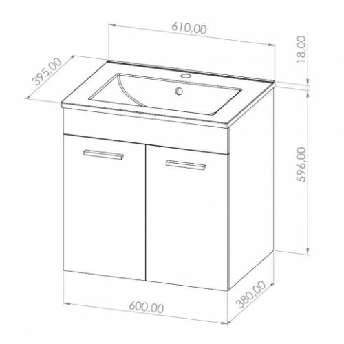 Meuble de salle de bain TIXIKIT 60 en kit - 2 portes - Blanc Brillant Meuble de salle de bain TIXIKIT 60 en kit - 2 portes - Blanc Brillant