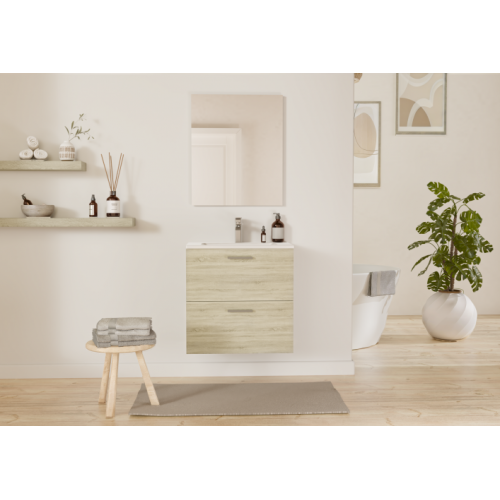 Meuble de salle de bain TIXIKIT 60 en kit - 2 tiroirs - Bois Clair Meuble de salle de bain TIXIKIT 60 en kit - 2 tiroirs - Bois Clair