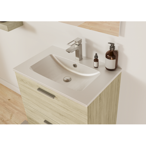 Meuble de salle de bain MINAO 60 en kit - 2 tiroirs - Bois Clair TIXIT_60_TIROIRS_BOIS_VASQUE Meuble de salle de bain MINAO 60 en kit - 2 tiroirs - Bois Clair TIXIT_60_TIROIRS_BOIS_VASQUE
