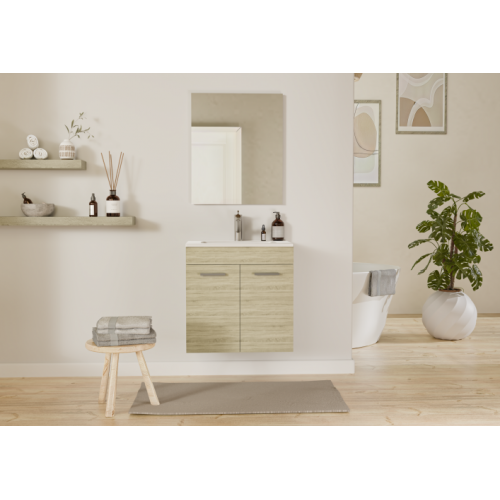 Meuble de salle de bain TIXIKIT 60 en kit - 2 portes - Bois Clair Meuble de salle de bain TIXIKIT 60 en kit - 2 portes - Bois Clair