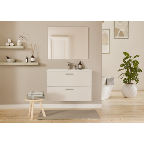 Meuble de salle de bain TIXIKIT 80 en kit - 2 tiroirs - Blanc Brillant Meuble de salle de bain TIXIKIT 80 en kit - 2 tiroirs - Blanc Brillant
