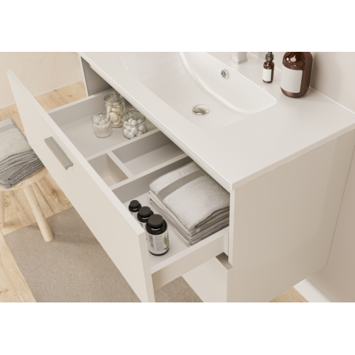 Meuble de salle de bain MINAO 80 en kit - 2 tiroirs - Blanc Brillant TIXIT_80_TIROIRS_BLANC_OUVERT Meuble de salle de bain MINAO 80 en kit - 2 tiroirs - Blanc Brillant TIXIT_80_TIROIRS_BLANC_OUVERT