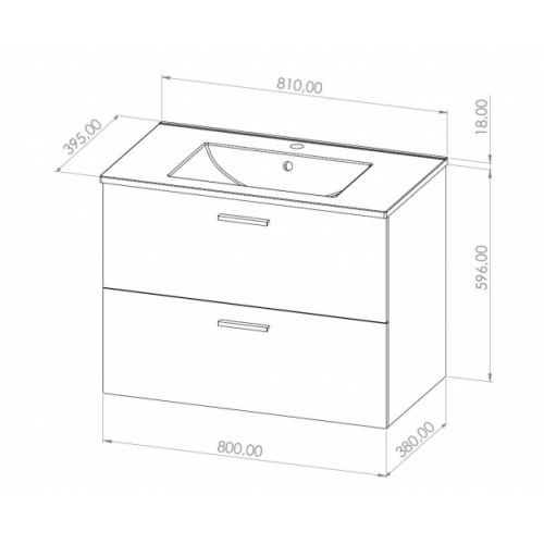 Meuble de salle de bain MINAO 80 en kit - 2 tiroirs - Bois Clair Schéma TIXIT 80 Tiroirs Meuble de salle de bain MINAO 80 en kit - 2 tiroirs - Bois Clair Schéma TIXIT 80 Tiroirs