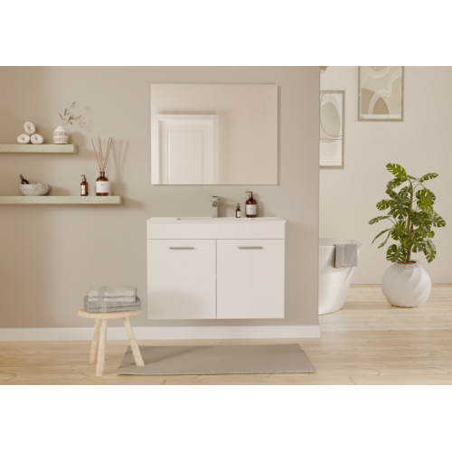 Meuble de salle de bain TIXIKIT 80 en kit - 2 portes - Blanc Brillant Meuble de salle de bain TIXIKIT 80 en kit - 2 portes - Blanc Brillant