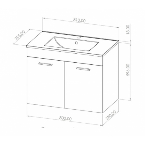 Meuble de salle de bain MINAO 80 en kit - 2 portes - Bois Clair Schéma TIXIT 80 Portes Meuble de salle de bain MINAO 80 en kit - 2 portes - Bois Clair Schéma TIXIT 80 Portes