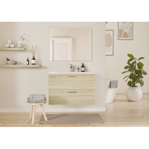 Meuble de salle de bain TIXIKIT 80 en kit - 2 tiroirs - Bois Clair Meuble de salle de bain TIXIKIT 80 en kit - 2 tiroirs - Bois Clair