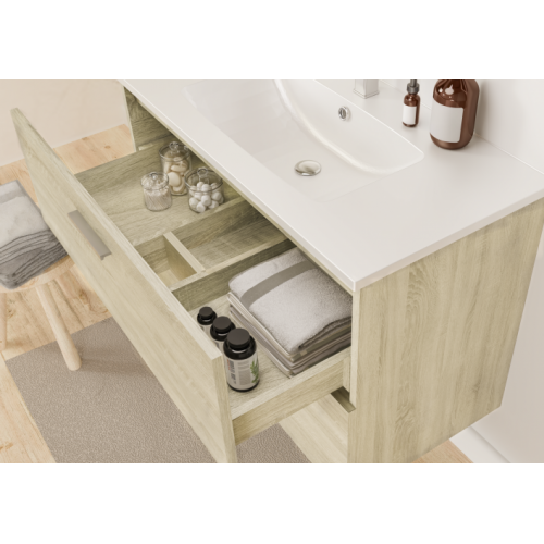 Meuble de salle de bain MINAO 80 en kit - 2 tiroirs - Bois Clair TIXIT_80_TIROIRS_BOIS_CLAIR_OUVERT Meuble de salle de bain MINAO 80 en kit - 2 tiroirs - Bois Clair TIXIT_80_TIROIRS_BOIS_CLAIR_OUVERT