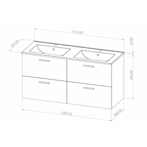 Meuble de salle de bain MINAO 120 en kit Blanc Schéma TIXIT 120 Tiroirs Meuble de salle de bain MINAO 120 en kit Blanc Schéma TIXIT 120 Tiroirs