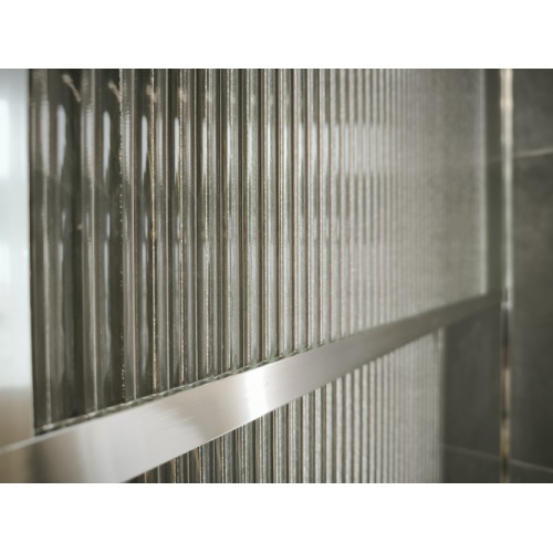 Paroi de douche Fixe ART DECO - Verre en Relief & Profilé Nickel Brossé - L100cm ART DECO Inox (2)