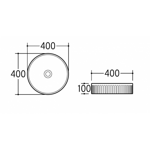 Vasque à poser cannelée BEYOND Ø 40 cm Blanc Mat BEYOND Schéma Vasque à poser cannelée BEYOND Ø 40 cm Blanc Mat BEYOND Schéma