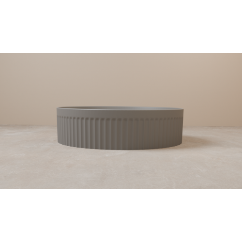 Vasque à poser cannelée BEYOND Ø 40 cm Gris clair Mat Vasque1 GRIS CLAIR - Sanitaire - vue FACE