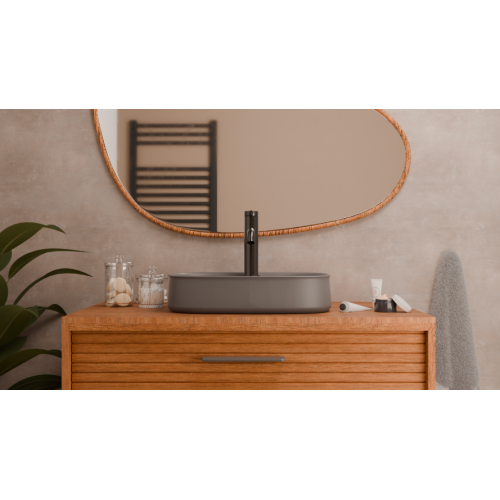 Vasque à poser SQUARE 55x38cm Gris clair mat VASQUE 2 GRIS CLAIR - SANITAIRE - VUE FACE