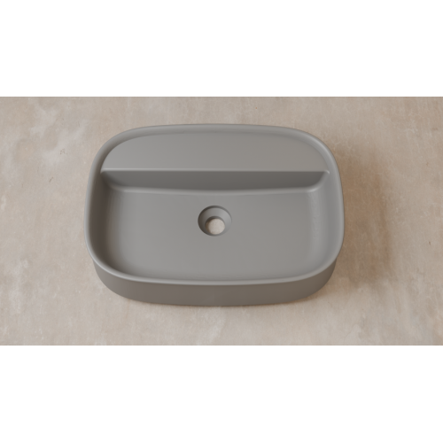 Vasque à poser SQUARE 55x38cm Gris clair mat Vasque2 GRIS CLAIR - Sanitaire - vue DIAGONALE 