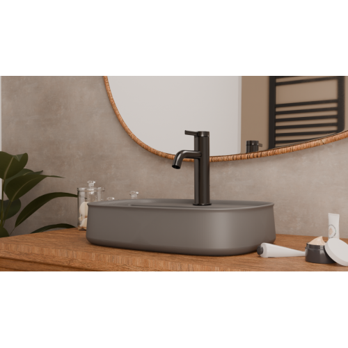 Vasque à poser SQUARE 55x38cm Gris clair mat VASQUE 2 - GRIS CLAIR - AMBIANCE - VUE CÔTÉ