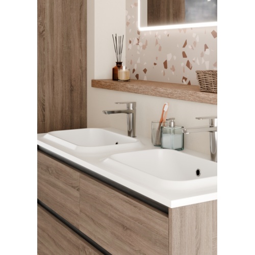 Meuble vasque JUPITER 3.0 Bois Foncé 120 cm - Plan Dune - Sans miroir Jupiter 120 - Cote - Bois fonce - Vasque DUNE